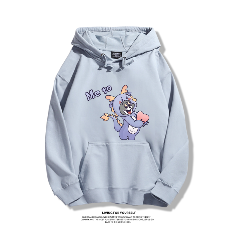 貓和老鼠聯名衛衣2023秋冬新款親子情侶裝薄絨款連帽衛衣