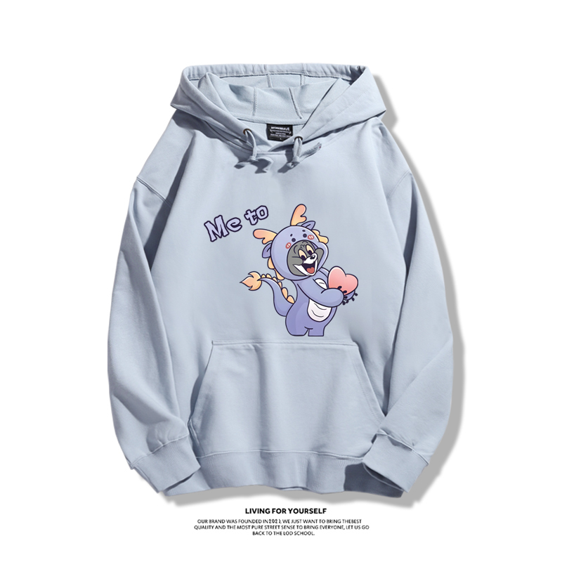 貓和老鼠聯名衛衣2023秋冬新款親子情侶裝薄絨款連帽衛衣