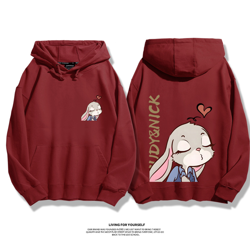 瘋狂動物城聯名衛衣2023秋冬新款親子情侶裝薄絨款連帽衛衣