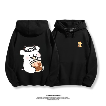 線條小狗 2025秋冬新款 親子情侶男女連帽衛衣