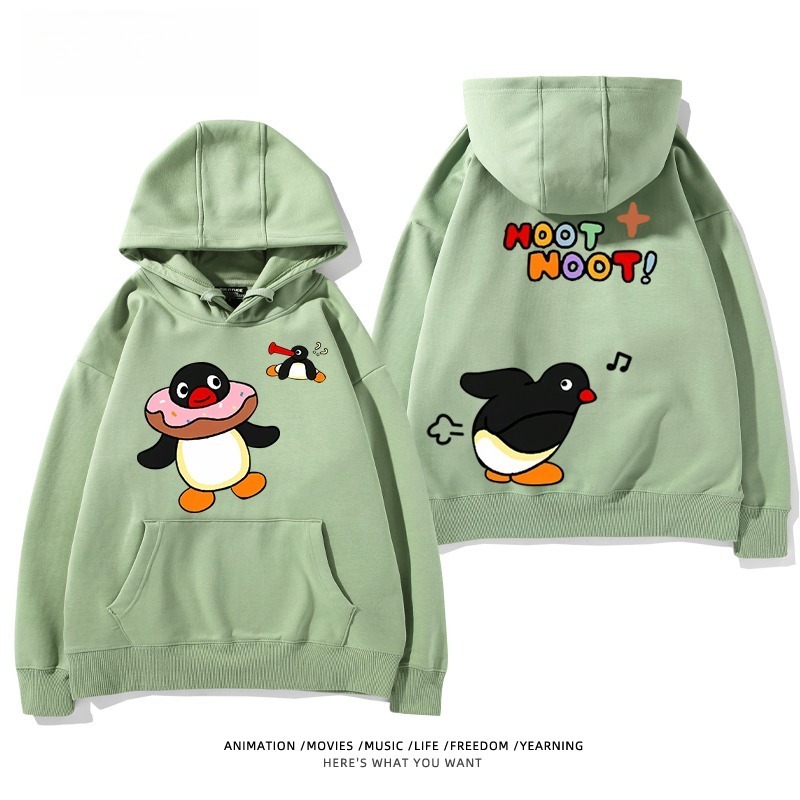 企鵝Pingu 秋冬新款 親子情侶男女連帽衛衣