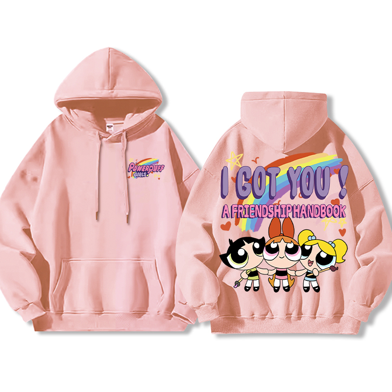 飛天小女警聯名衛衣女衛衣2024秋冬新款親子情侶裝薄絨款連帽衛衣