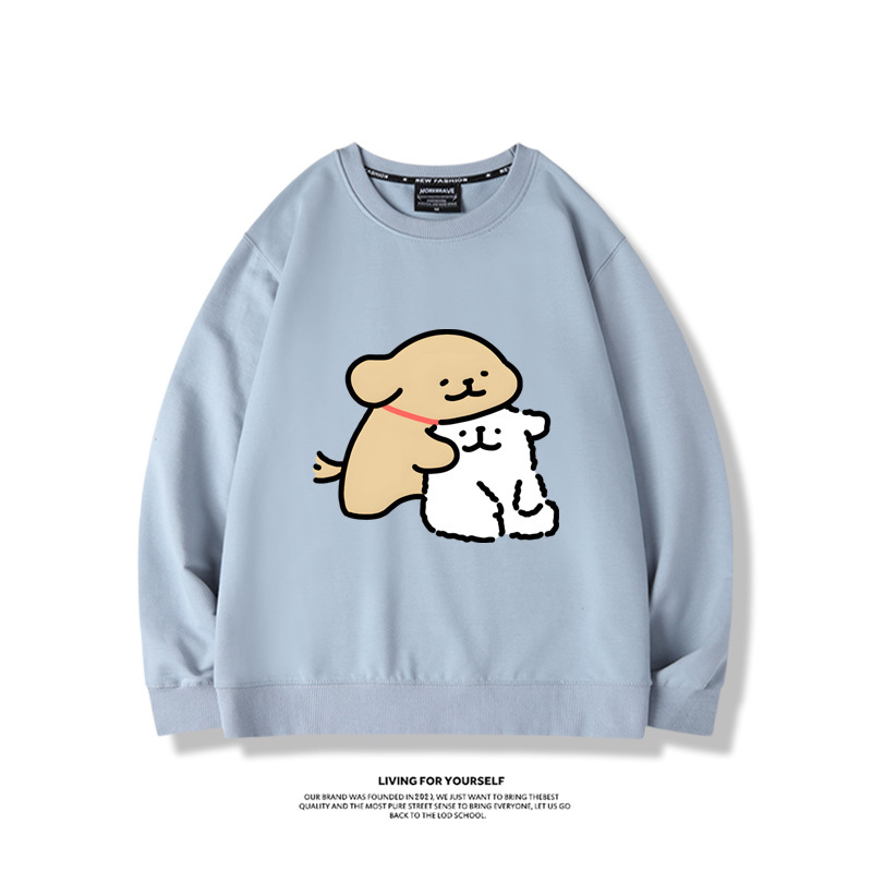 線條小狗2024親子情侶裝 圓領長袖