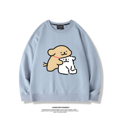 線條小狗2024親子情侶裝 圓領長袖