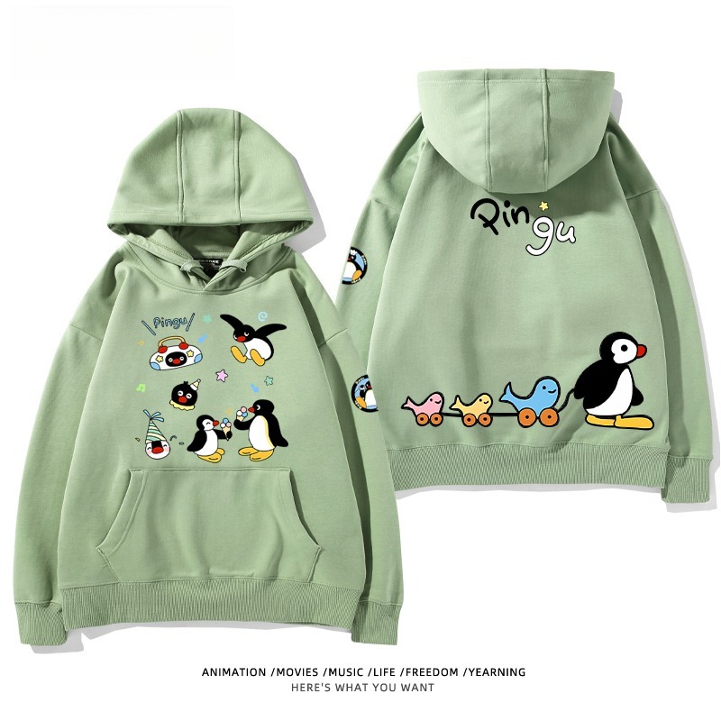 企鵝Pingu 秋冬新款 親子情侶男女連帽衛衣