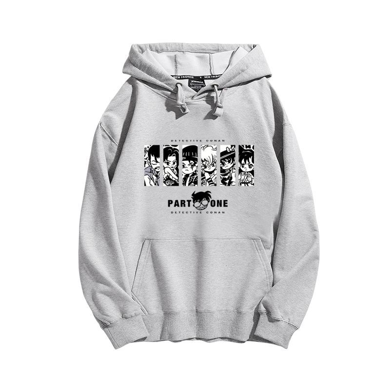 名偵探柯南聯名衛衣2024秋冬新款親子情侶裝薄絨款連帽衛衣