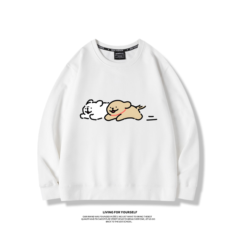 線條小狗2024親子情侶裝 圓領長袖