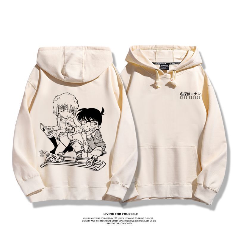 名偵探柯南聯名衛衣2023秋冬新款親子情侶裝薄絨款連帽衛衣
