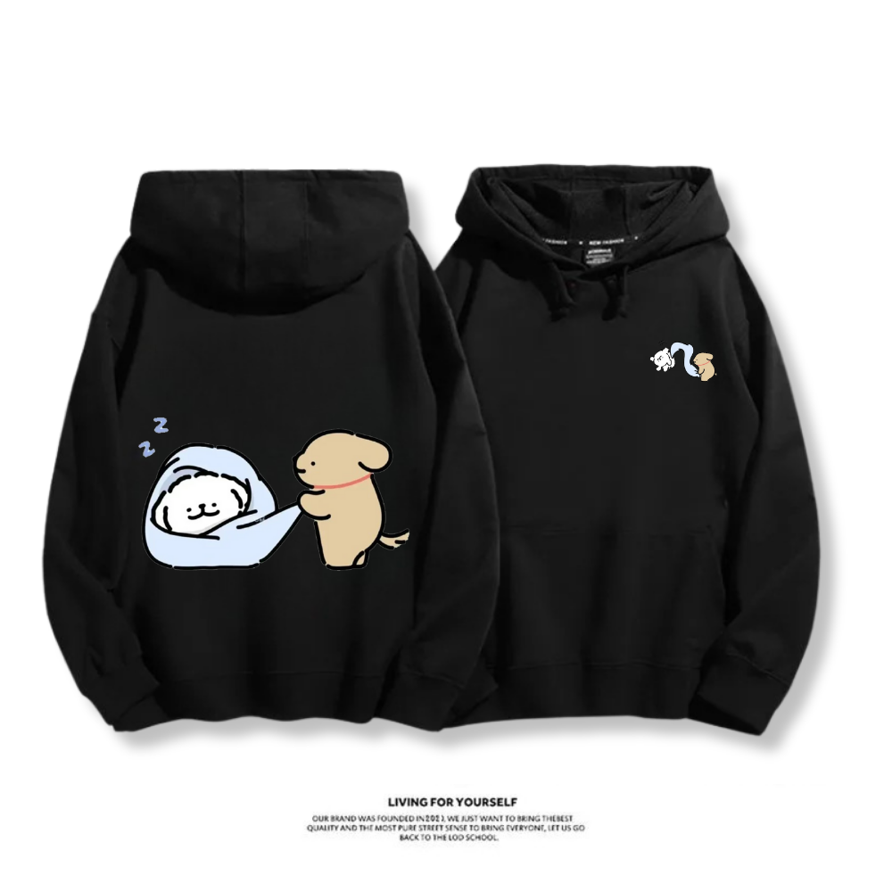 線條小狗 2025秋冬新款 親子情侶男女連帽衛衣