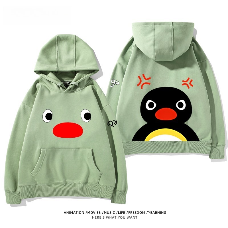 企鵝Pingu 秋冬新款 親子情侶男女連帽衛衣