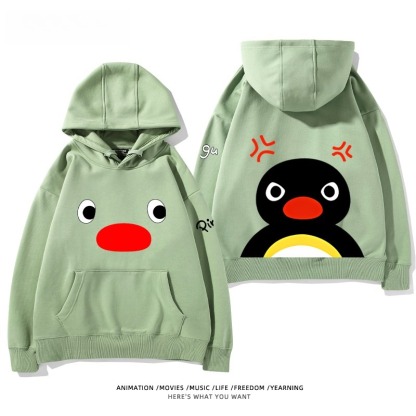 企鵝Pingu 秋冬新款 親子情侶男女連帽衛衣