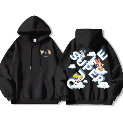 飛天小女警聯名衛衣女衛衣2024秋冬新款親子情侶裝薄絨款連帽衛衣