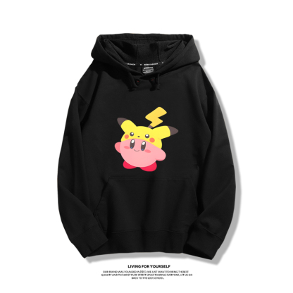 星之卡比聯名精靈寶可夢2024秋冬新款親子情侶裝薄絨款連帽衛衣