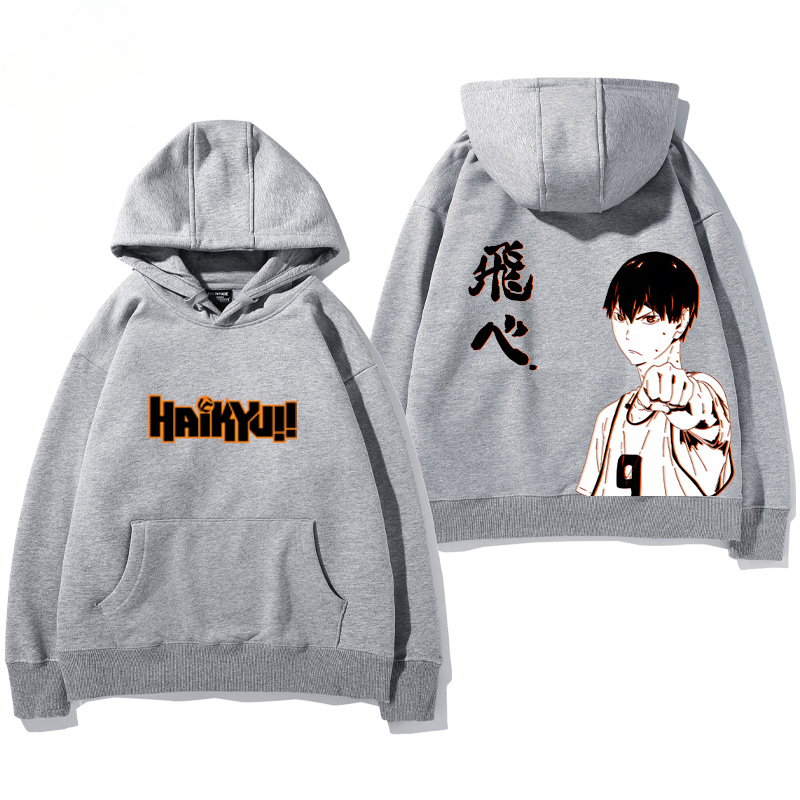 排球少年聯名衛衣2024秋冬新款親子情侶裝薄絨款連帽衛衣