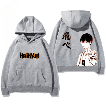 排球少年聯名衛衣2024秋冬新款親子情侶裝薄絨款連帽衛衣