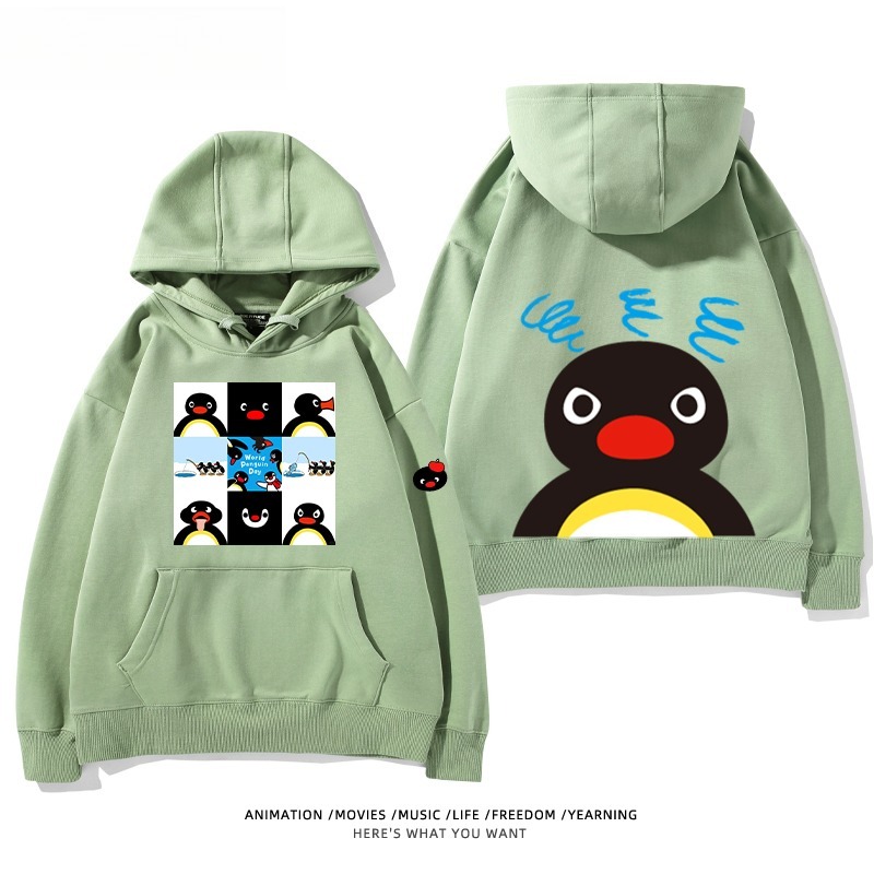 企鵝Pingu 秋冬新款 親子情侶男女連帽衛衣