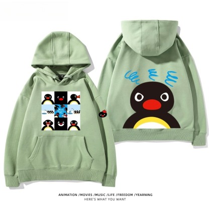 企鵝Pingu 秋冬新款 親子情侶男女連帽衛衣