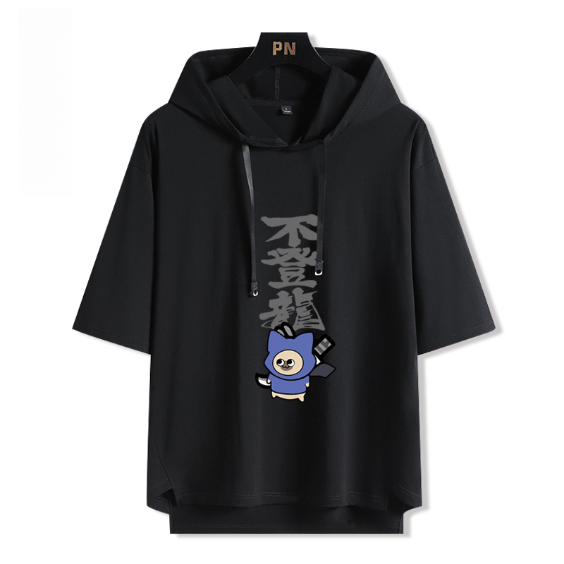 魔物獵人呆貓艾露貓搞怪  連帽短袖T恤