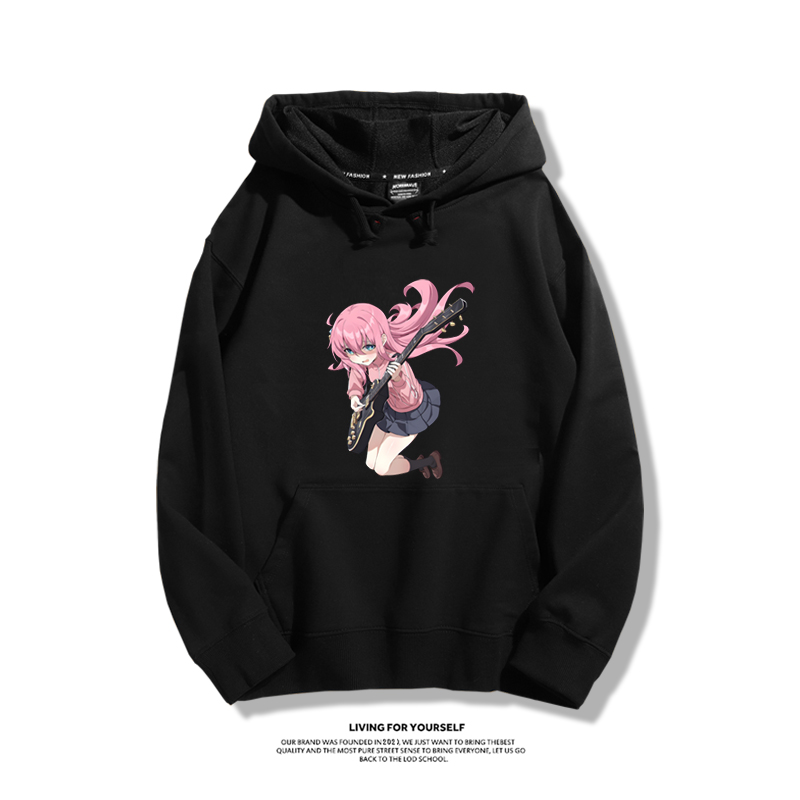 孤獨搖滾聯名衛衣2023秋冬新款親子情侶裝薄絨款連帽衛衣