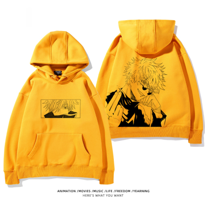 咒術迴戰聯名衛衣2024秋冬新款親子情侶裝薄絨款連帽衛衣