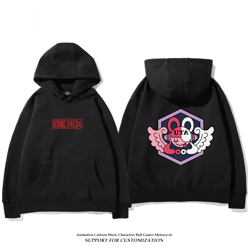 航海王紅髮歌姬烏塔 聯名衛衣2024秋冬新款親子情侶裝薄絨款連帽衛衣