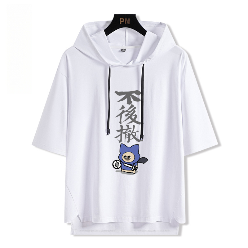 魔物獵人呆貓艾露貓搞怪  連帽短袖T恤