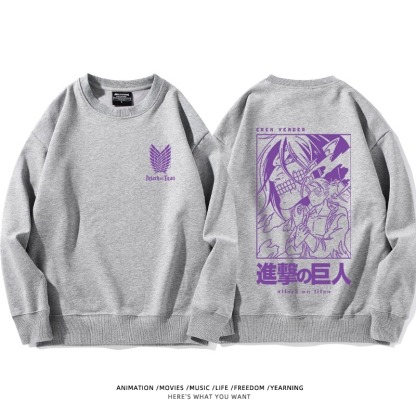 進擊的巨人 聯名衛衣2024秋冬新款親子情侶裝薄絨款連帽衛衣