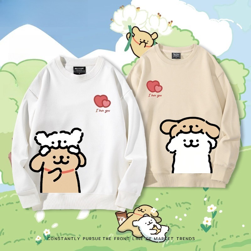 線條小狗 聯名親子情侶裝 圓領長袖