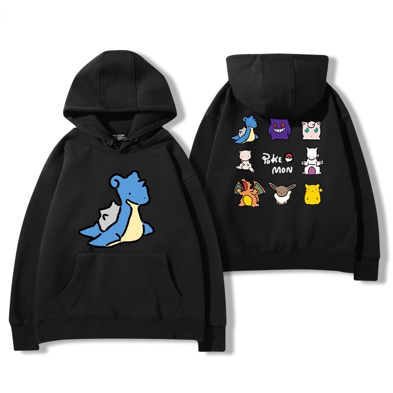 寶可夢聯名衛衣2024秋冬新款親子情侶裝薄絨款連帽衛衣