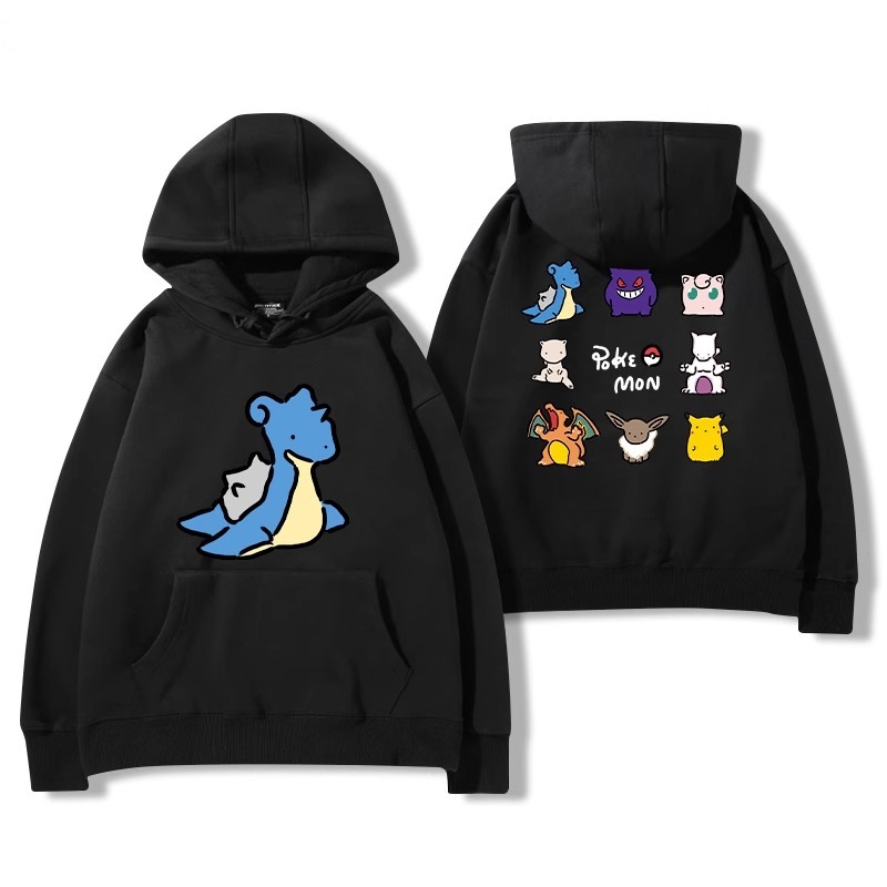 寶可夢聯名衛衣2024秋冬新款親子情侶裝薄絨款連帽衛衣
