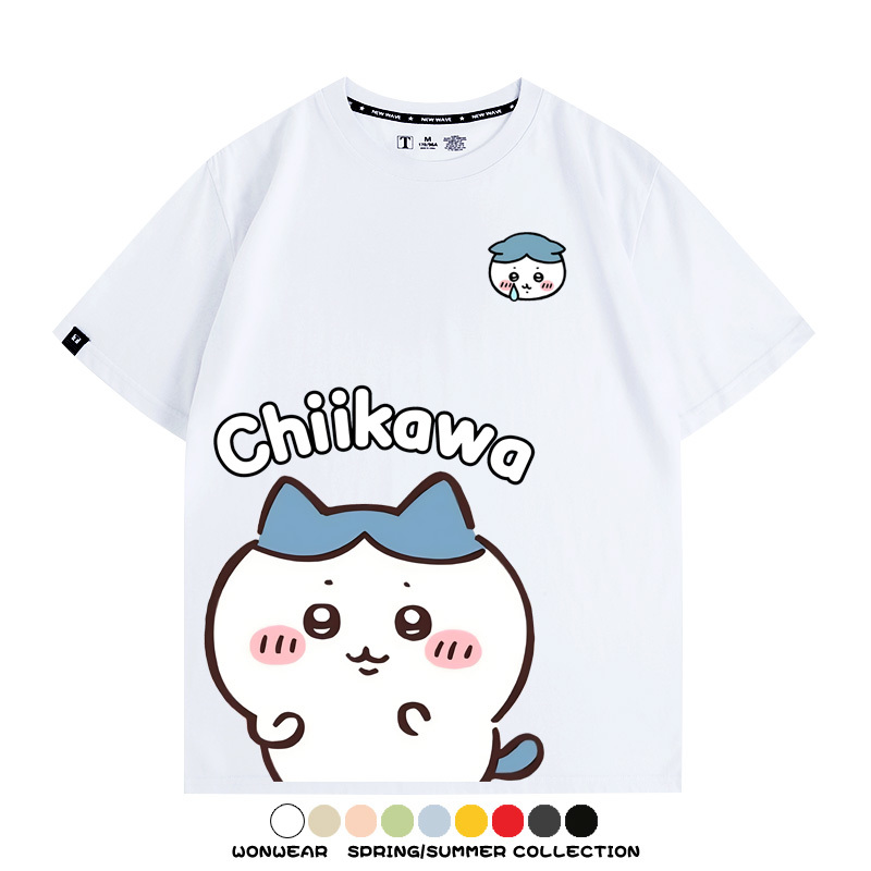 Chiikawa日系萌系吉伊卡哇可愛小八烏薩奇聯名短袖夏男純棉T恤衫
