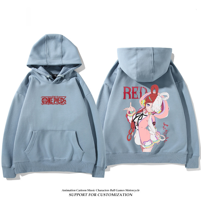 航海王紅髮歌姬烏塔 聯名衛衣2024秋冬新款親子情侶裝薄絨款連帽衛衣