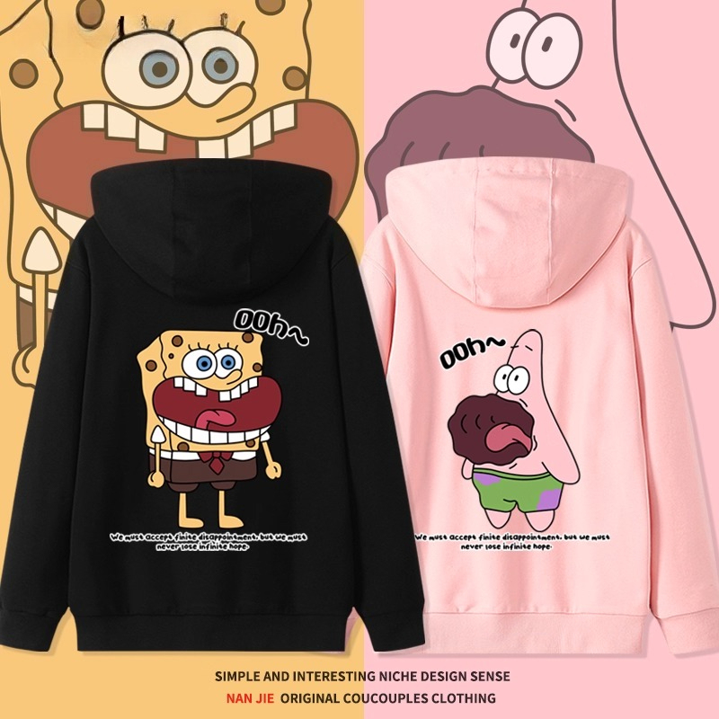 海綿寶寶 聯名衛衣2025秋冬新款親子情侶裝連帽衛衣