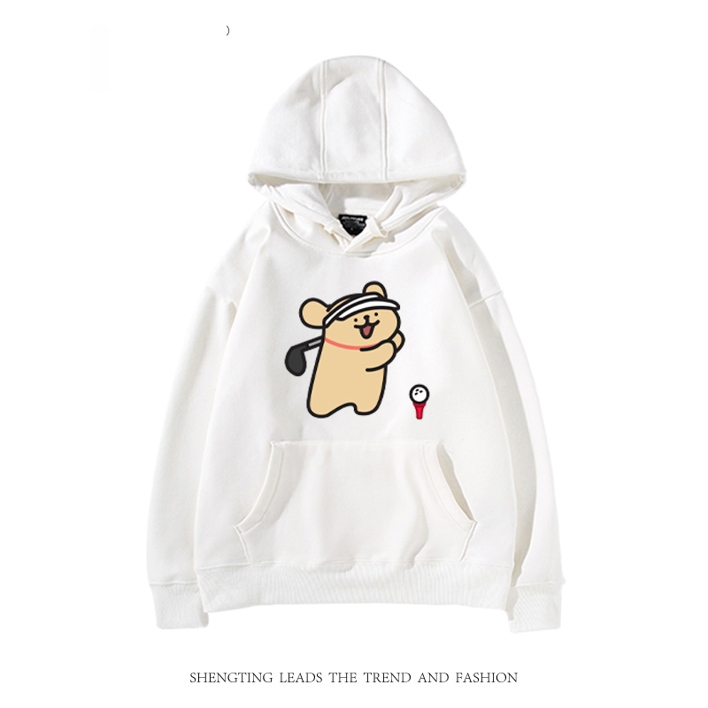 線條小狗 2024秋冬新款親子情侶裝薄絨款連帽衛衣