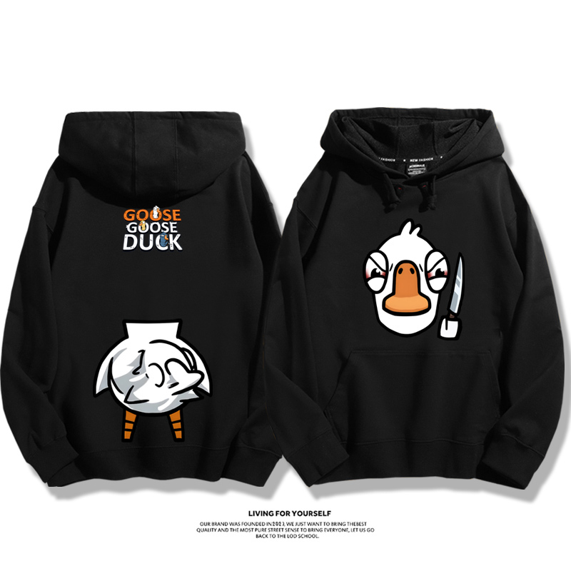 鵝鴨殺聯名衛衣2023秋冬新款親子情侶裝薄絨款連帽衛衣