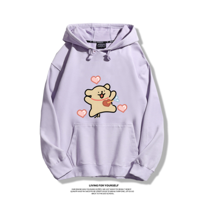 線條小狗聯名衛衣2023秋冬新款親子情侶裝薄絨款連帽衛衣