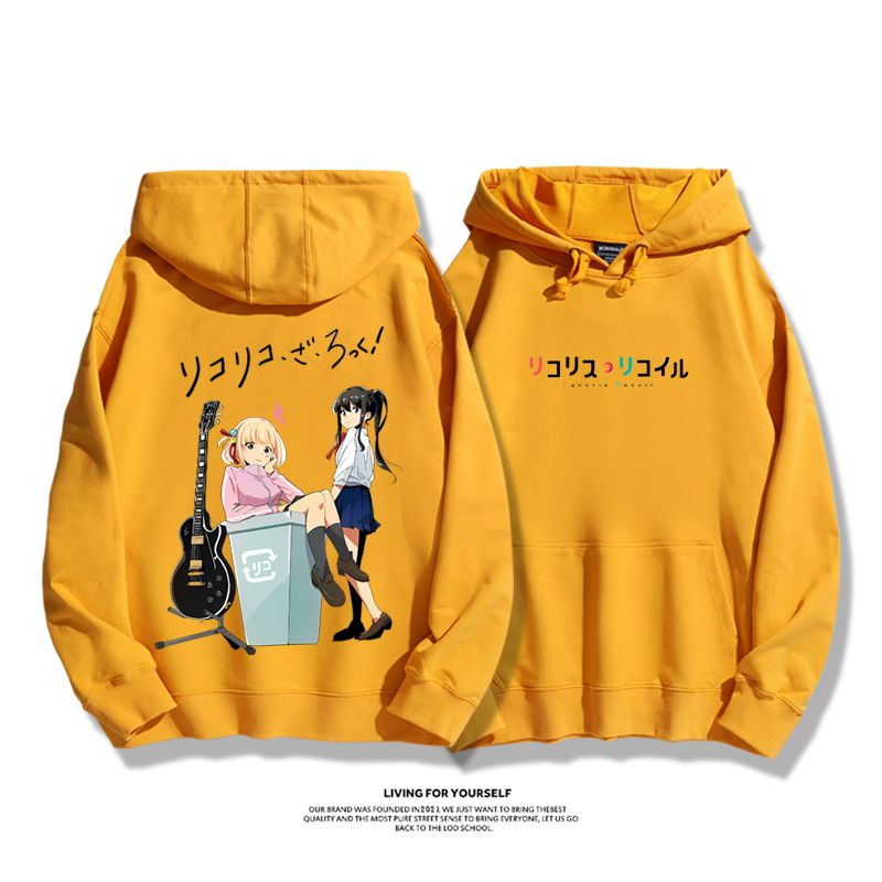 孤獨搖滾聯名莉可麗絲2023秋冬新款親子情侶裝薄絨款連帽衛衣