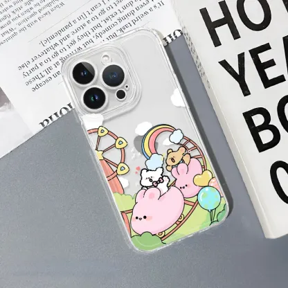 線條小狗 彩色透明防摔軟殼