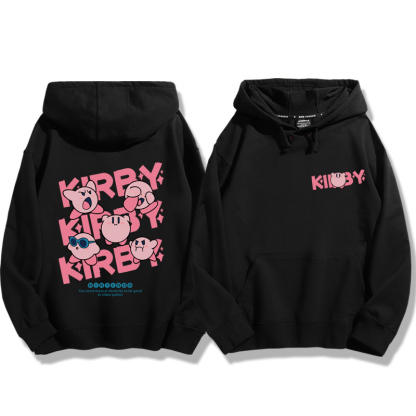 星之卡比聯名衛衣2023秋冬新款親子情侶裝薄絨款連帽衛衣