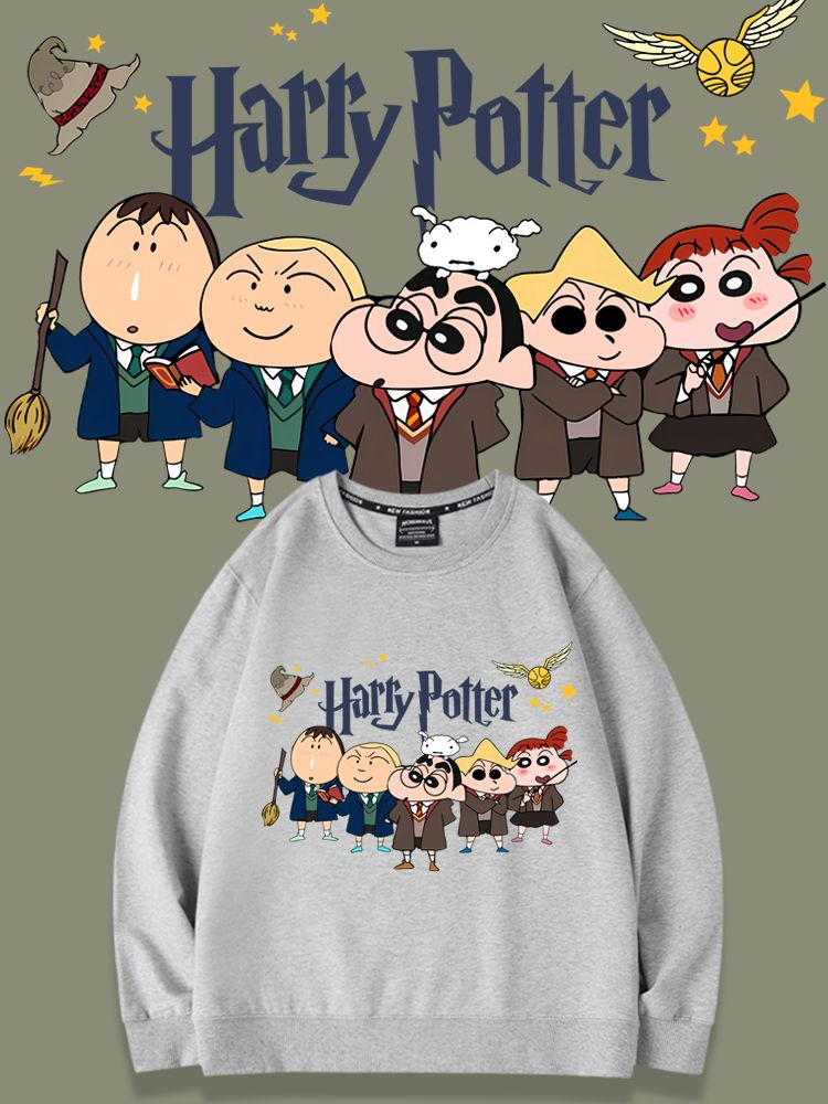 蠟筆小新x哈利波特2023親子情侶裝 圓領長袖