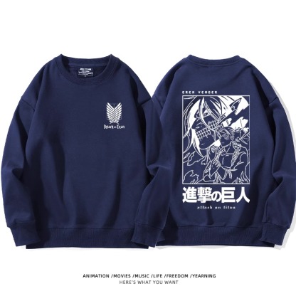 進擊的巨人 聯名衛衣2024秋冬新款親子情侶裝薄絨款連帽衛衣