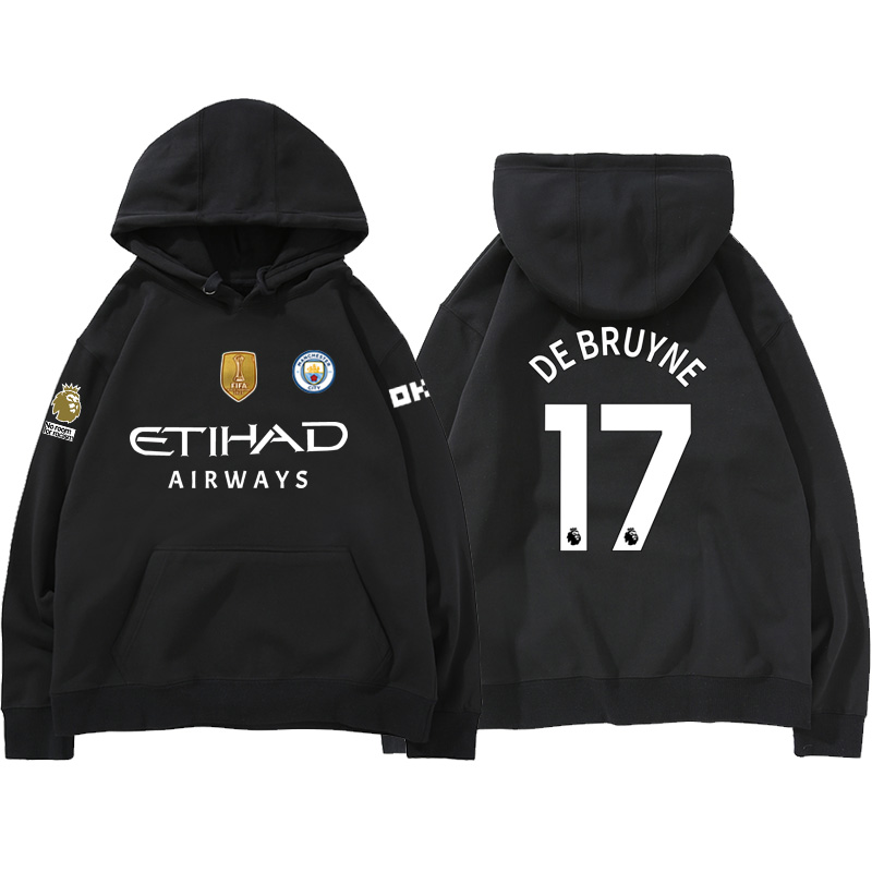 24-25賽季曼城主場球衣17號德布勞內9號哈蘭德 足球球迷 寬鬆百搭 秋冬款 寬鬆連帽衛衣