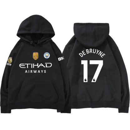 24-25賽季曼城主場球衣17號德布勞內9號哈蘭德 足球球迷 寬鬆百搭 秋冬款 寬鬆連帽衛衣