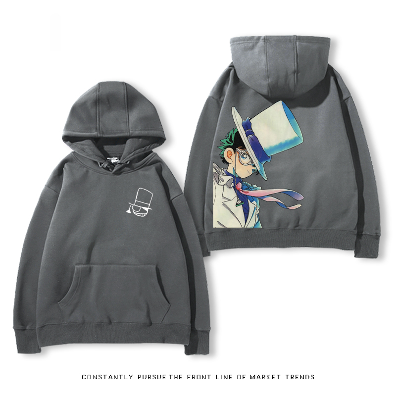 名偵探柯南聯名衛衣2024秋冬新款親子情侶裝薄絨款連帽衛衣