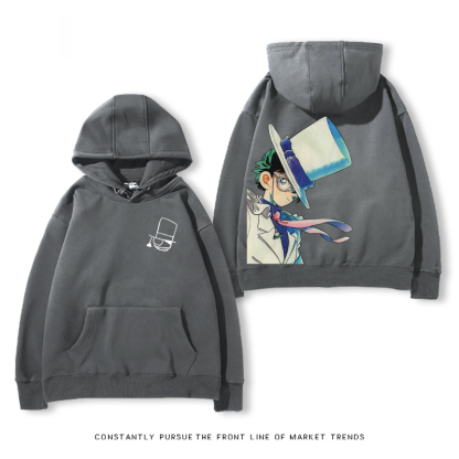 名偵探柯南聯名衛衣2024秋冬新款親子情侶裝薄絨款連帽衛衣