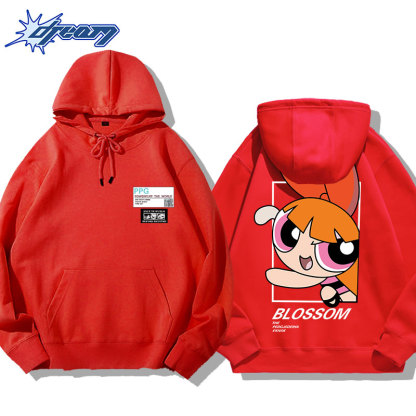 飛天小女警聯名衛衣2024秋冬新款親子情侶裝薄絨款連帽衛衣