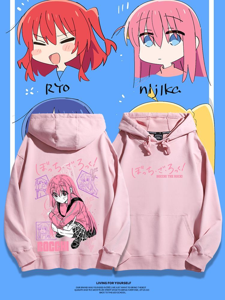 孤獨搖滾聯名衛衣2023秋冬新款親子情侶裝薄絨款連帽衛衣