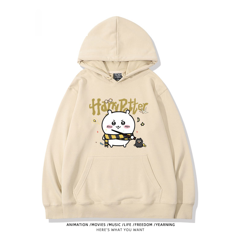 Chiikawa聯名衛衣2024秋冬新款親子情侶裝薄絨款連帽衛衣