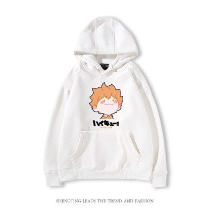 排球少年聯名衛衣2024秋冬新款親子情侶裝薄絨款連帽衛衣