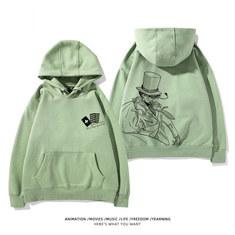 名偵探柯南 聯名衛衣2024秋冬新款親子情侶裝薄絨款連帽衛衣